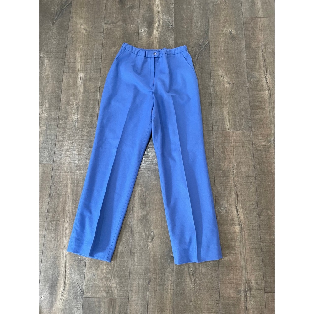 Vtg Pendleton Wool USA Trousers Lined 14 Blue Grannycore High Waist Straight Leg
